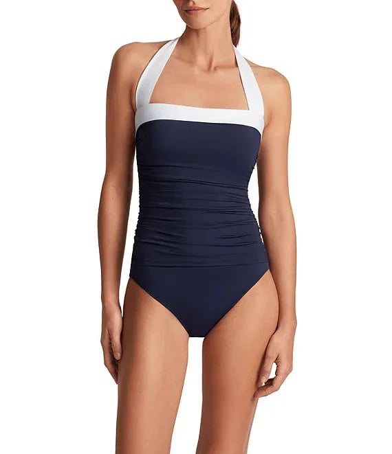 Lauren Ralph Lauren Bel Air Shirred Bandeau One Piece Swimsuit, Size Us 4